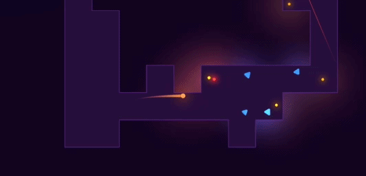 Aperçu animé du biome L'origine : couloirs néon violets, lasers et explosions